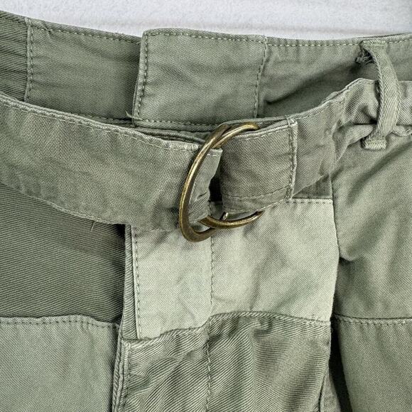 J.Crew Women's Size 4 Limited Edition Green Patchwork D-Ring Belted Shorts Beach - Picture 5 of 9